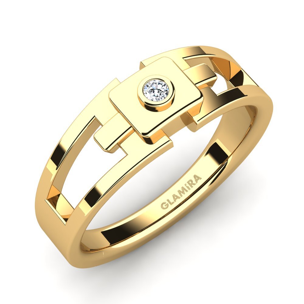 Oro Giallo 750 Zircone Anello da uomo Beamard