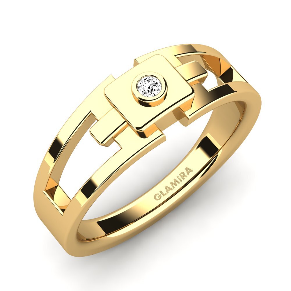 Oro Giallo 585 Moissanite Anello da uomo Beamard