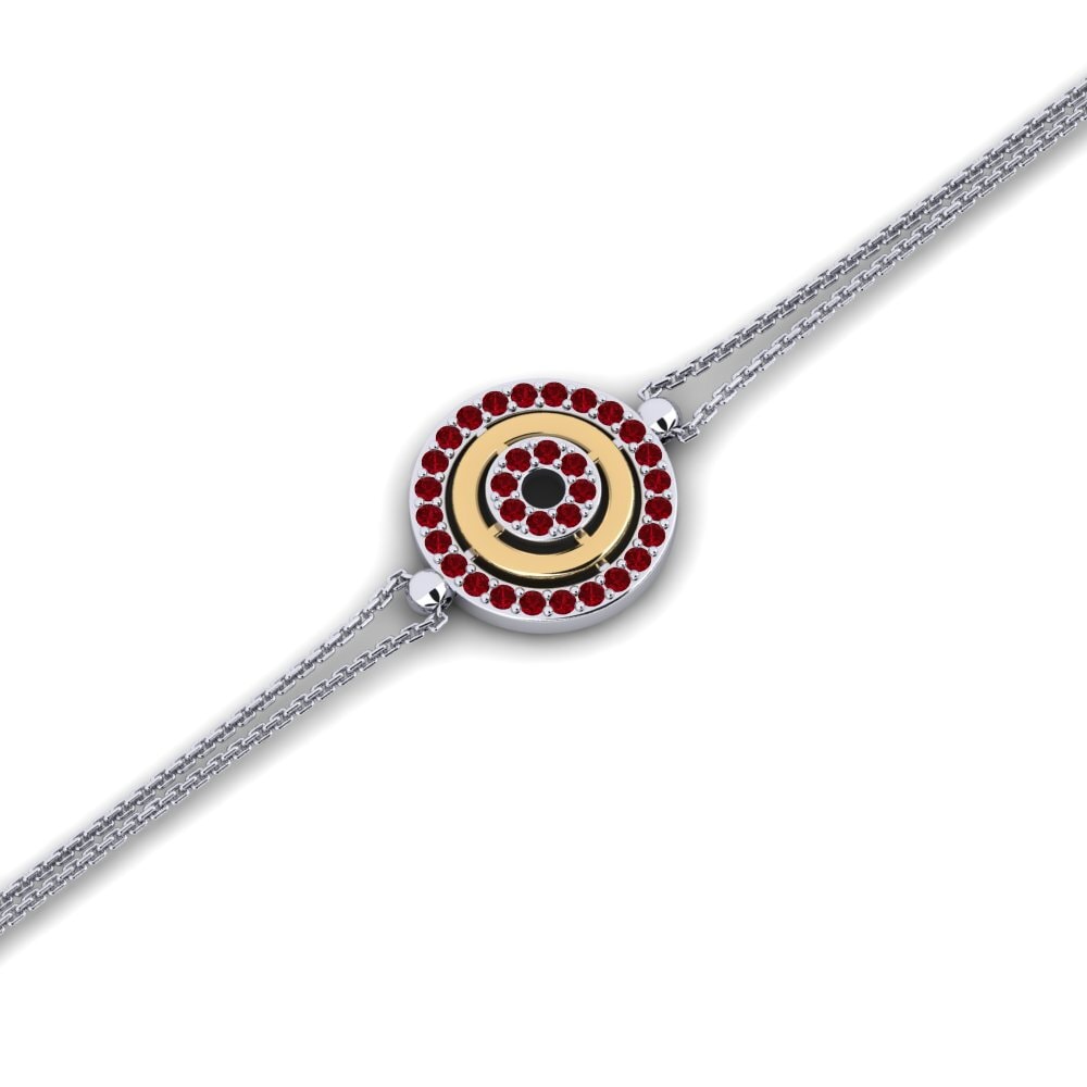 9ct White & Yellow Gold Red Zirconia Women's Bracelet Beamont
