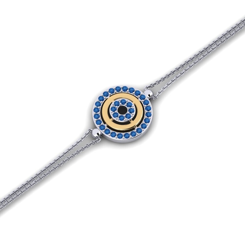 14ct White / Yellow Gold Dark Blue Zirconia Women's Bracelet Beamont