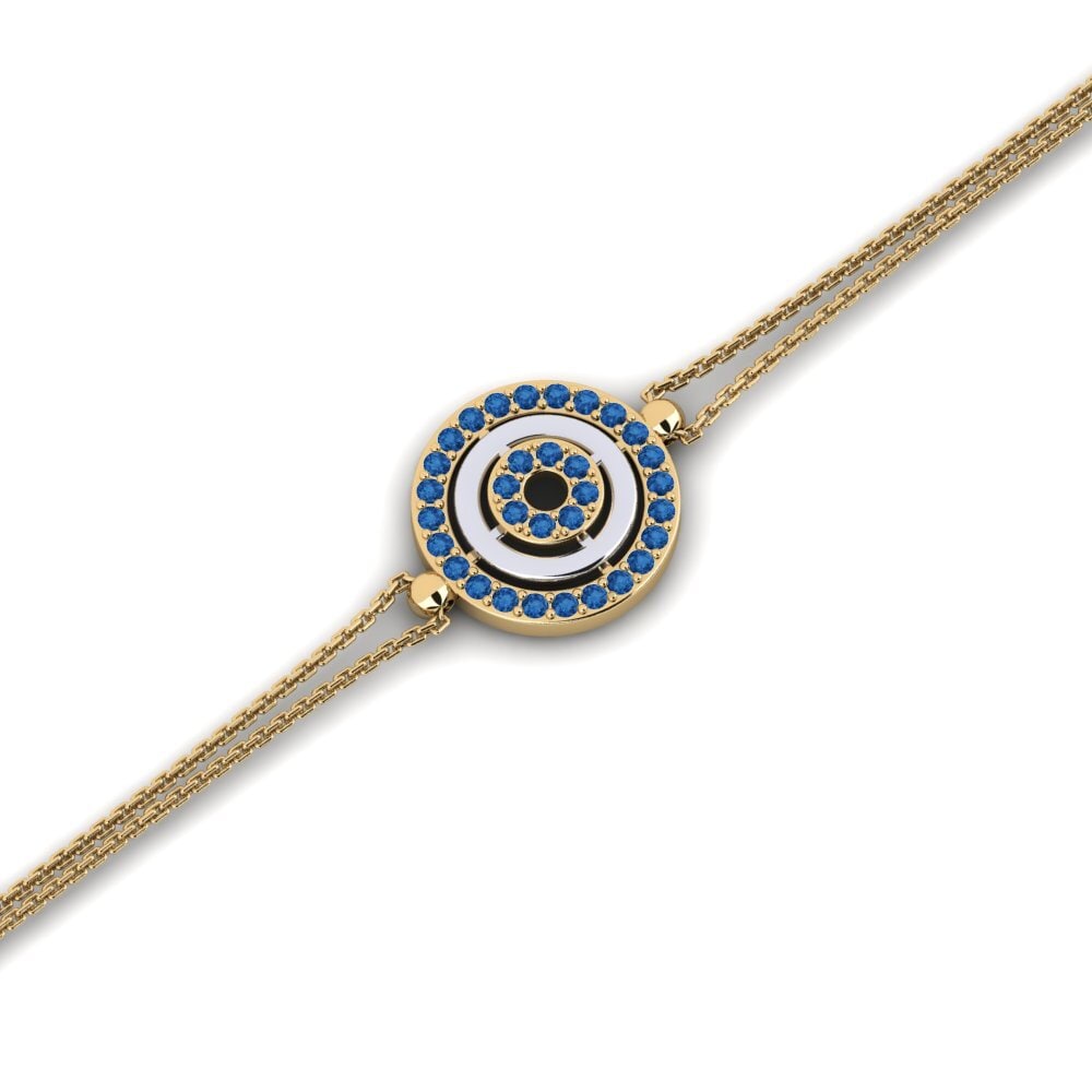 14ct Yellow / White Gold Dark Blue Zirconia Women's Bracelet Beamont