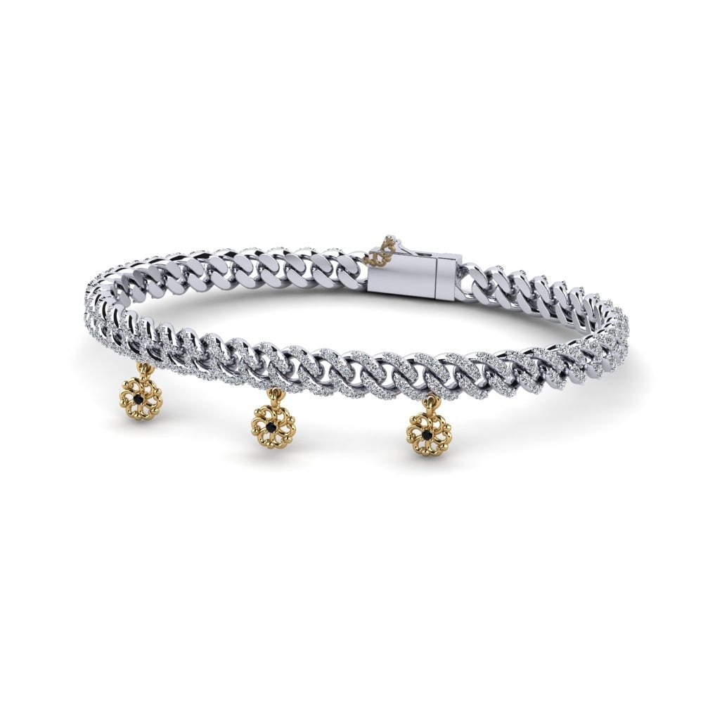 9ct White & Yellow Gold Black Diamond Women's Bracelet Beator