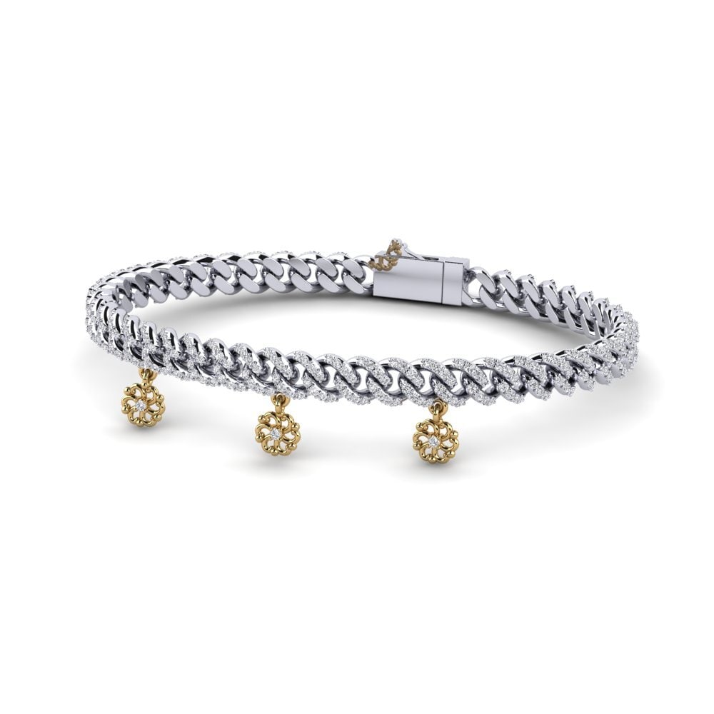 9ct White & Yellow Gold Diamond Women's Bracelet Beator