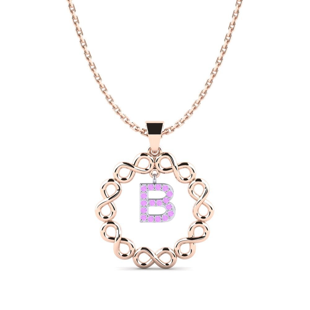 9k Oro Rosa & Blanco Amatista Colgante de Mujer Beatriz - B