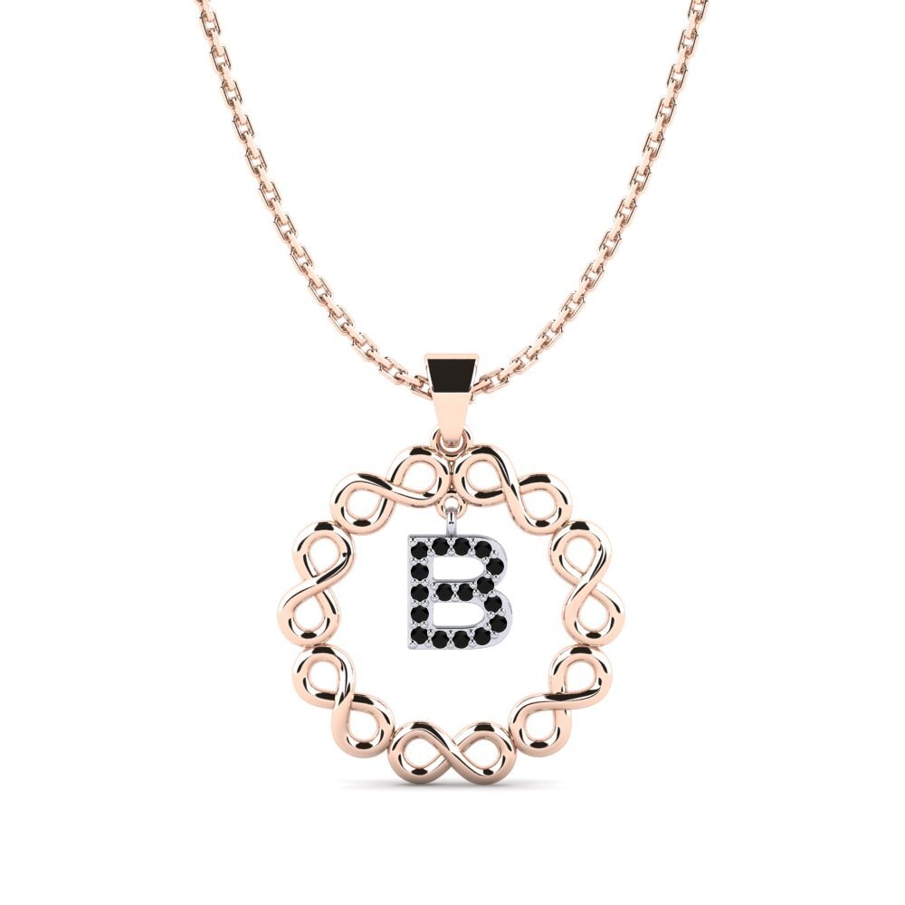 14k Oro Rosa & Blanco Zafiro negro Colgante de Mujer Beatriz - B
