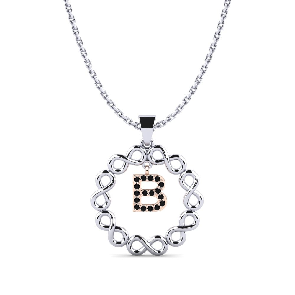 14k Oro Blanco & Rosa Zafiro negro Colgante de Mujer Beatriz - B