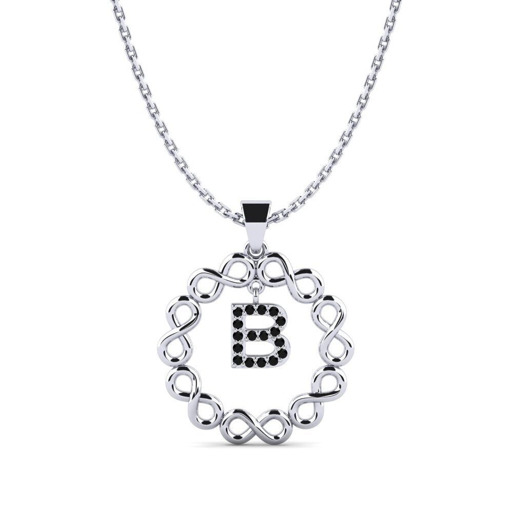 Weißgold 375 Schwarzer Diamant Damen anhänger Beatriz - B