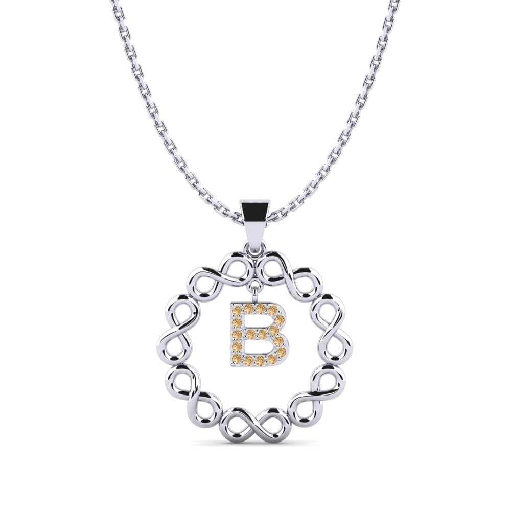14k Oro Blanco Diamante café Colgante de Mujer Beatriz - B