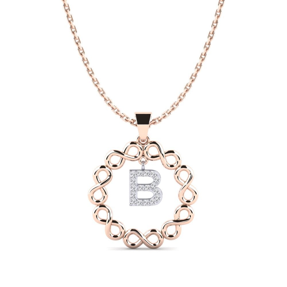 9k Oro Rosa & Blanco Diamante Colgante de Mujer Beatriz - B