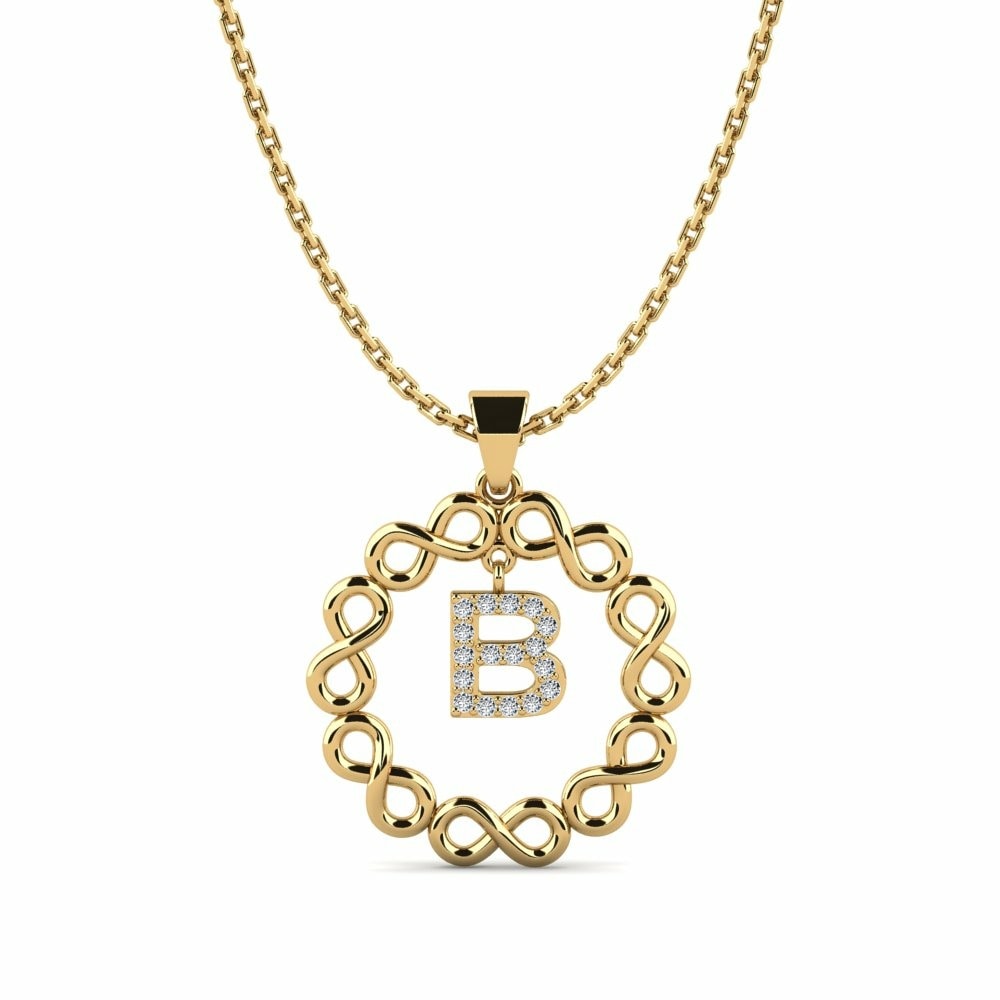 Initials Initial & Name Necklaces GLAMIRA Pendant Beatriz - B 585 Yellow Gold Swarovski Crystal