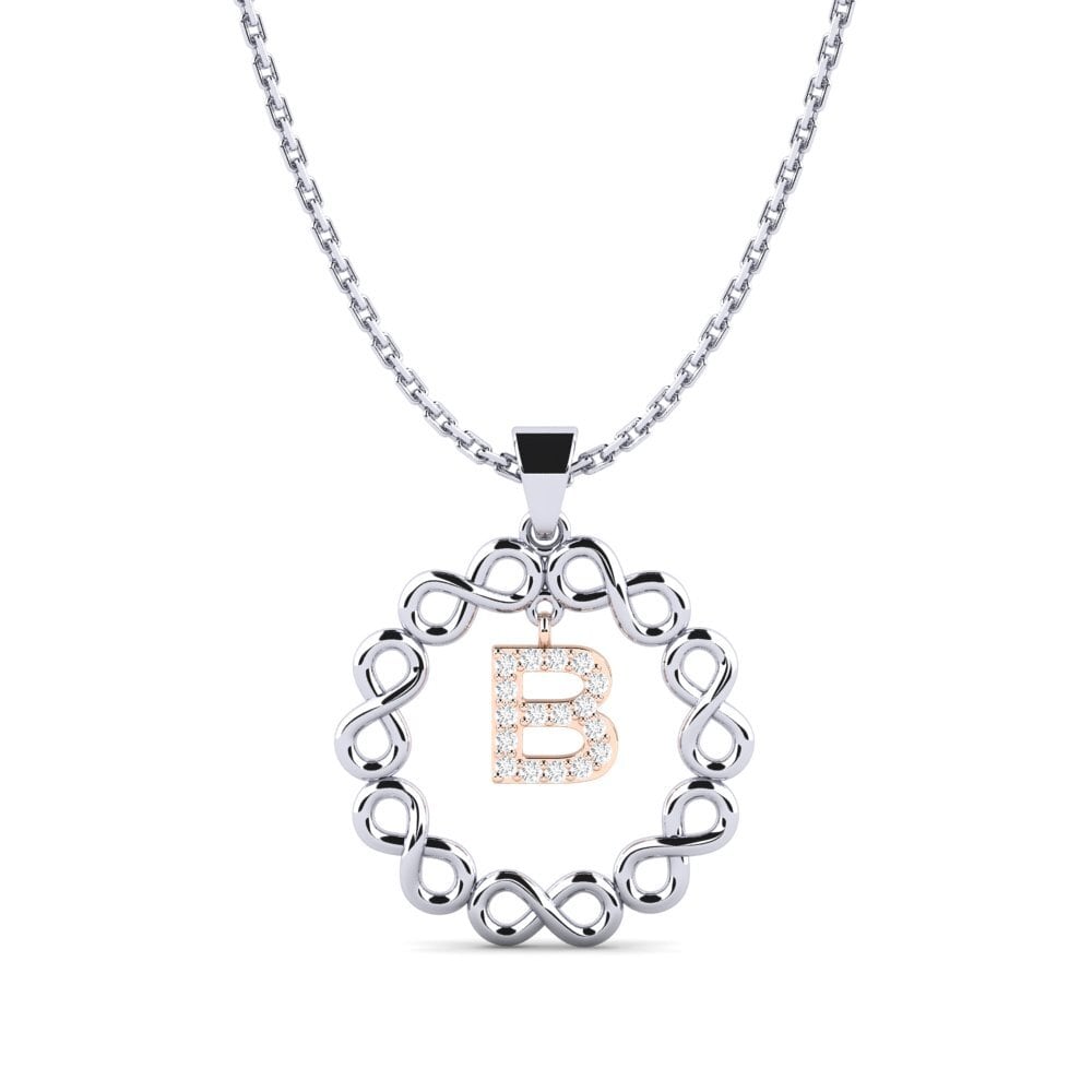 18k Oro Blanco & Rosa Zafiro blanco Colgante de Mujer Beatriz - B
