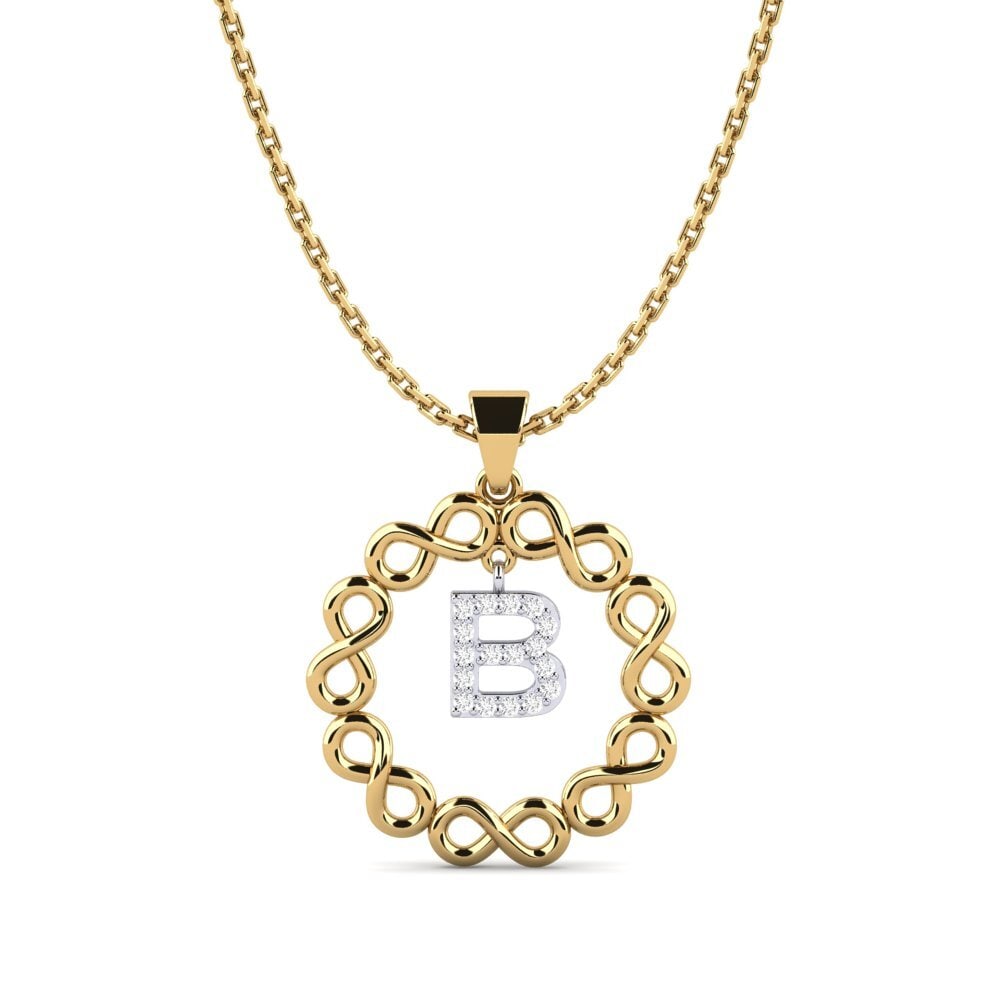 9k Oro Amarillo & Blanco Zafiro blanco Colgante de Mujer Beatriz - B