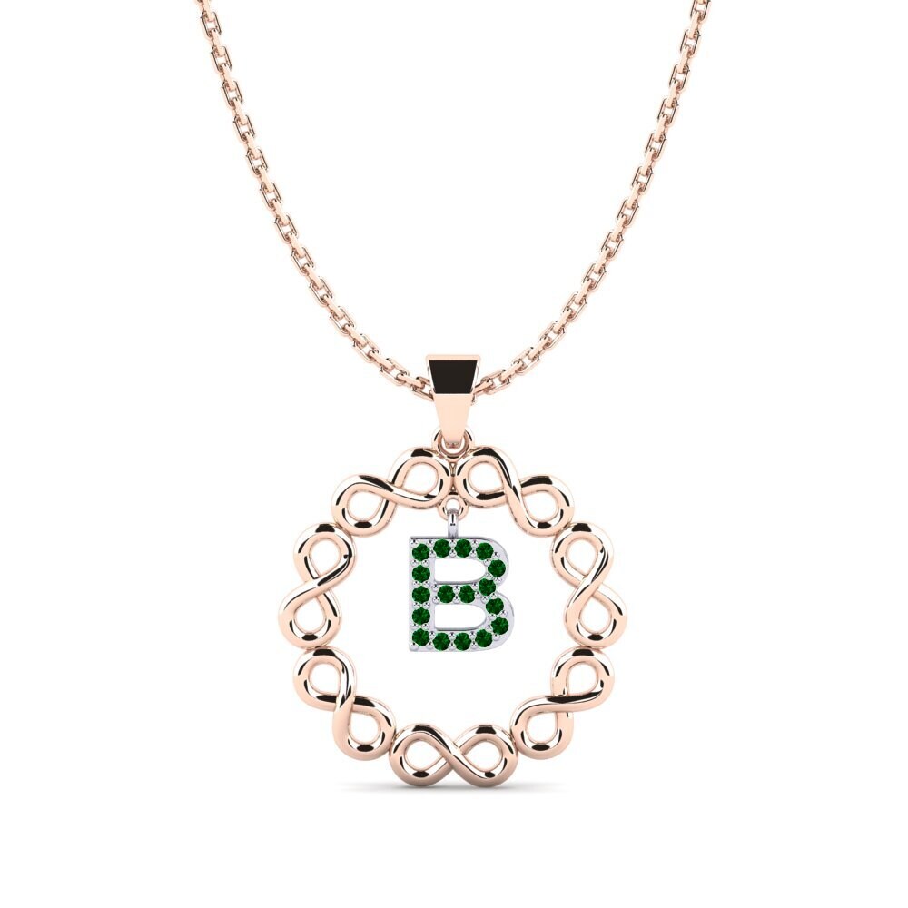 585 Rot & Weißgold Grüner Zirkonia Damen anhänger Beatriz - B