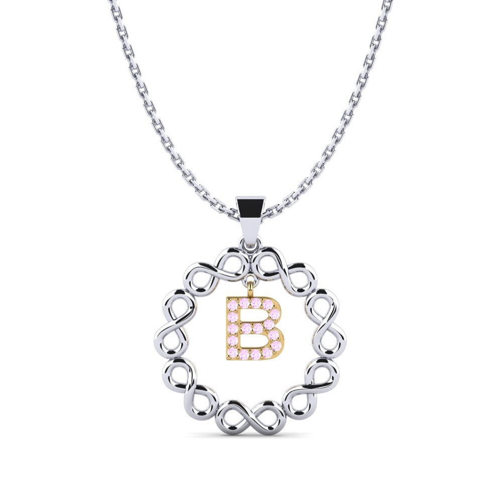 18k Oro Blanco & Amarillo Zafiro Rosado Colgante de Mujer Beatriz - B
