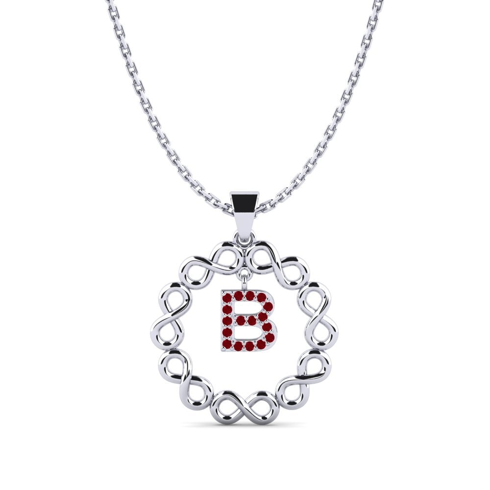 950 Palladium Roter Zirkonia Damen anhänger Beatriz - B