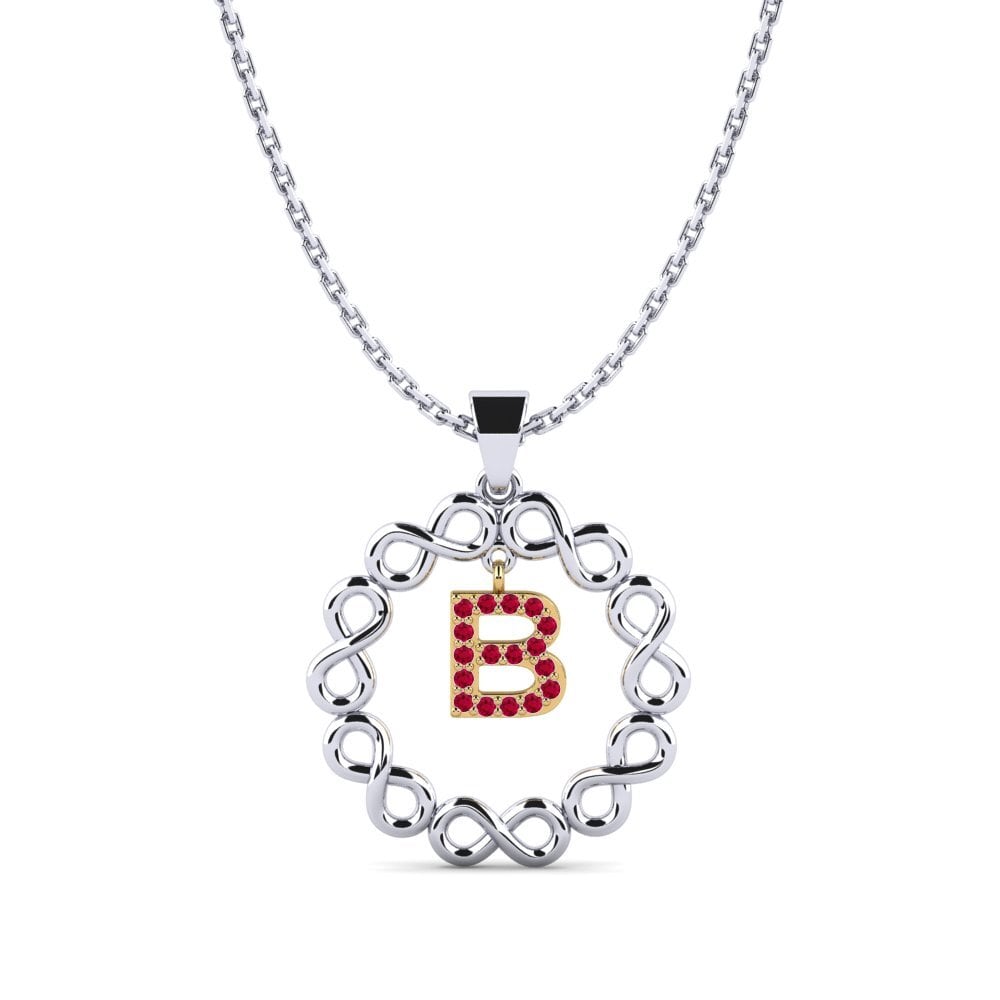14k Oro Blanco & Amarillo Rubí Colgante de Mujer Beatriz - B