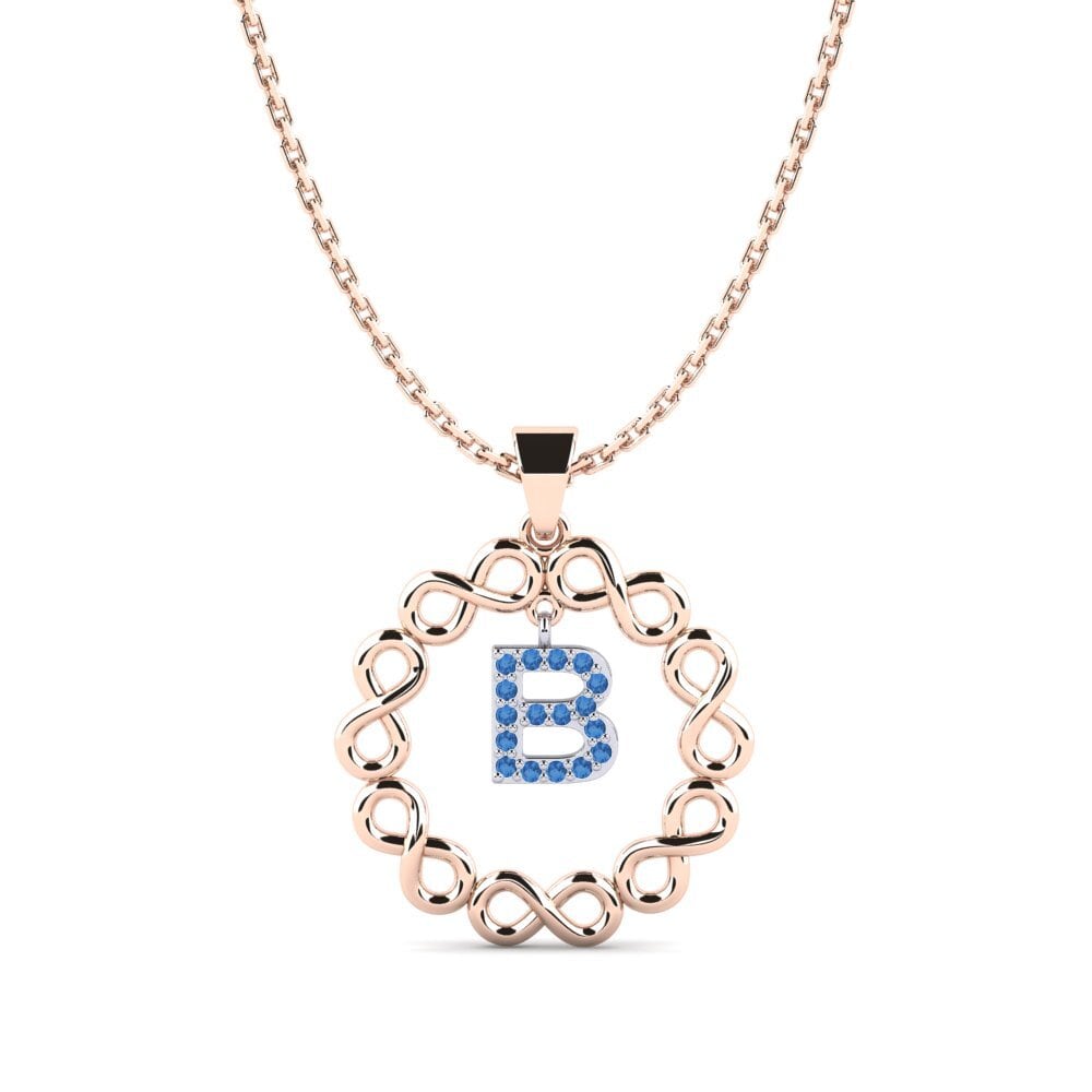 9k Oro Rosa & Blanco Circonita Azul Oscuro Colgante de Mujer Beatriz - B