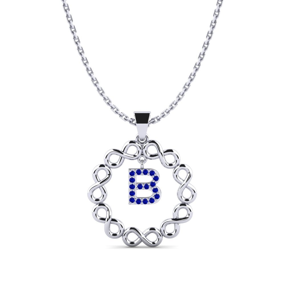 18k Oro Blanco Zafiro Colgante de Mujer Beatriz - B