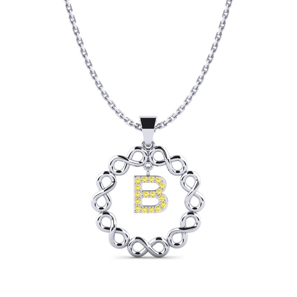 18k Oro Blanco Zafiro amarillo Colgante de Mujer Beatriz - B