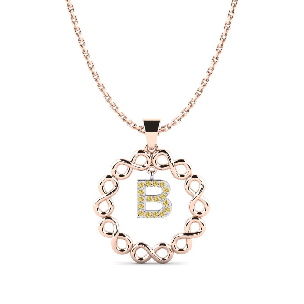 14k Oro Rosa & Blanco Diamante Amarillo Colgante de Mujer Beatriz - B