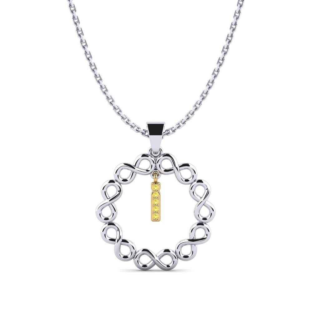 750 Weiß & Gelbgold Gelber Saphir Damen anhänger Beatriz - I