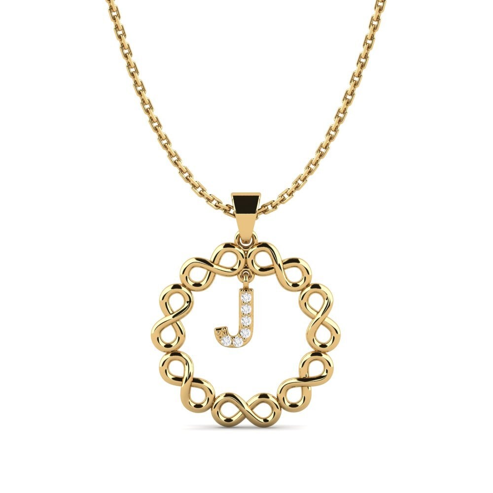 Gelbgold 750 Weißer Saphir Damen anhänger Beatriz - J