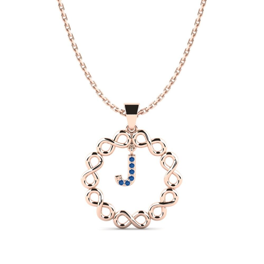 Rotgold 585 Dunkelblauer Zirkonia Damen anhänger Beatriz - J