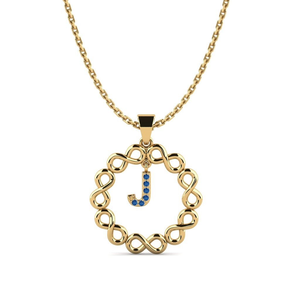 Gelbgold 585 Dunkelblauer Zirkonia Damen anhänger Beatriz - J