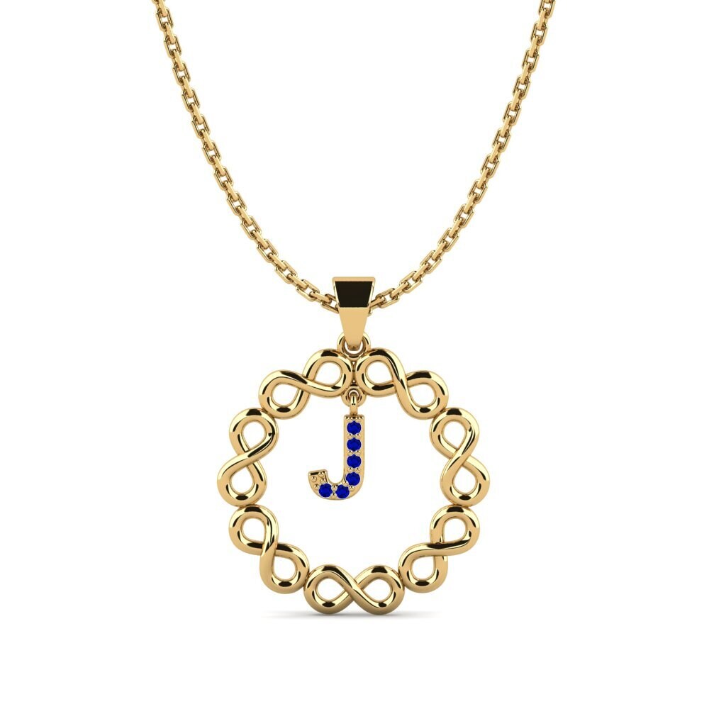 Gelbgold 585 Saphir Damen anhänger Beatriz - J