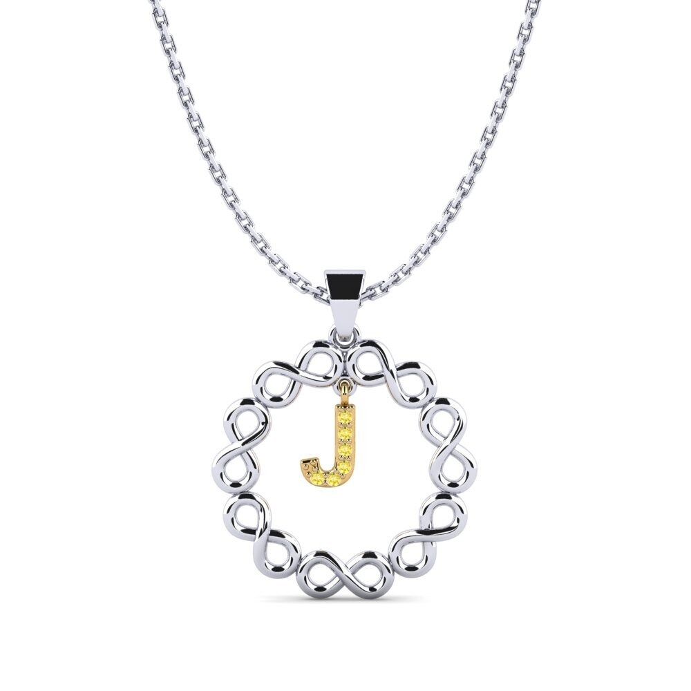 750 Weiß & Gelbgold Gelber Saphir Damen anhänger Beatriz - J