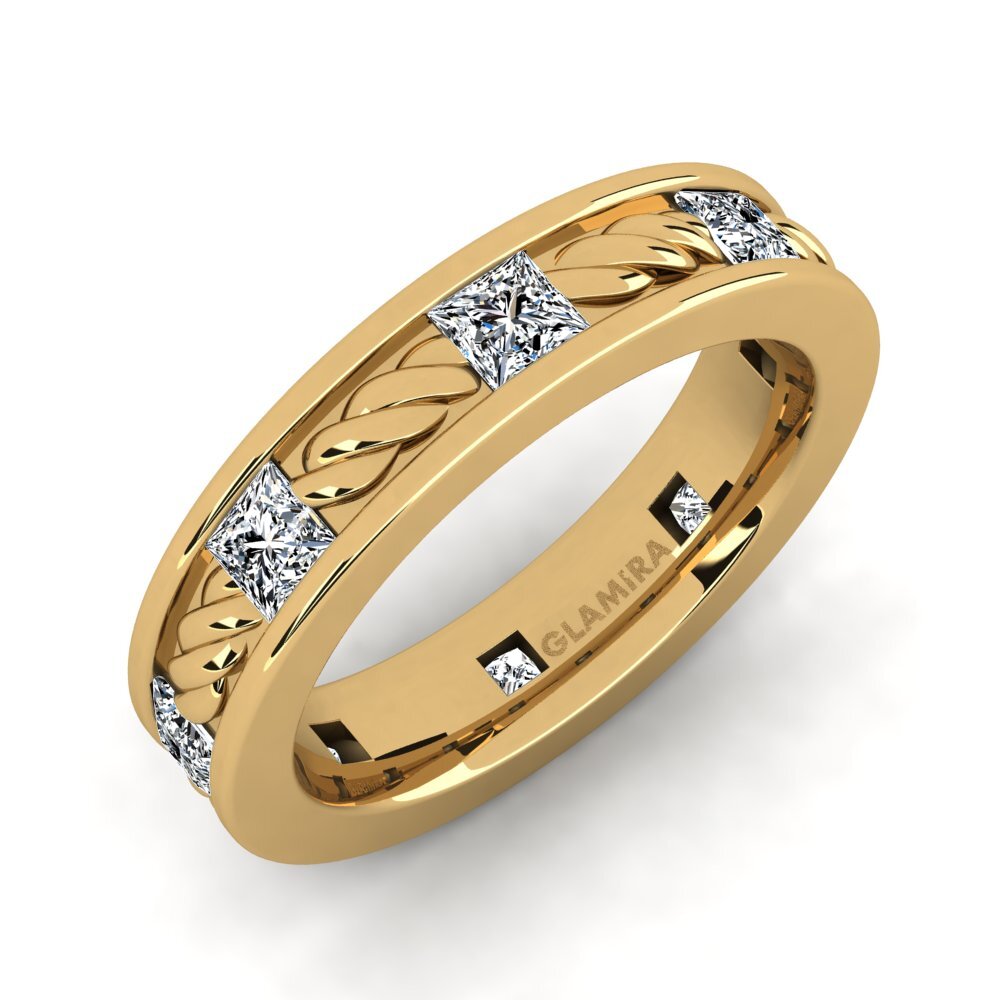 Oro Giallo 750 Zircone Anello da uomo Beau