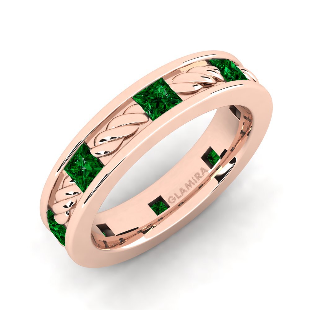 Oro Rosso 585 Zircone Verde Anello da uomo Beau