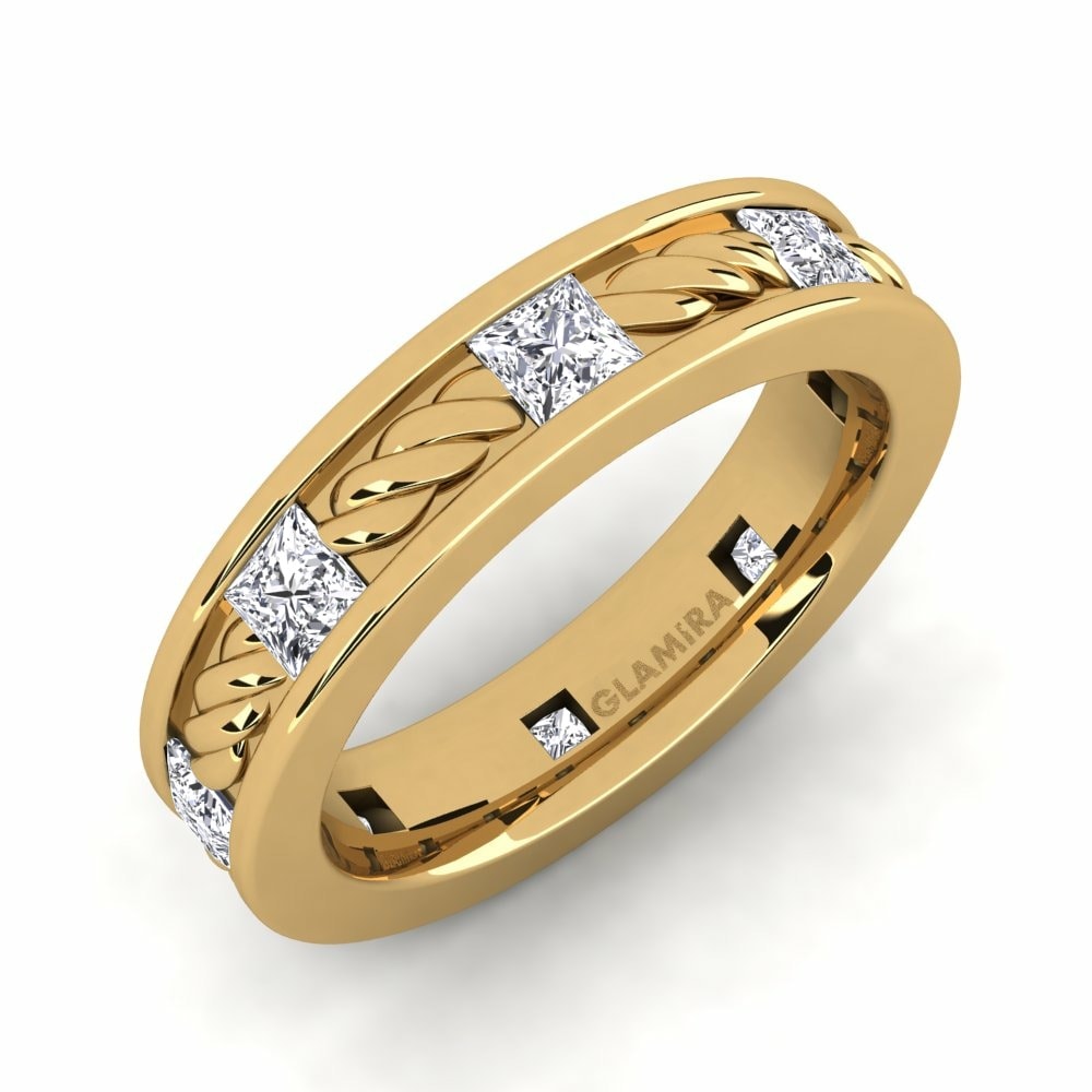 Oro Giallo 585 Moissanite Anello da uomo Beau
