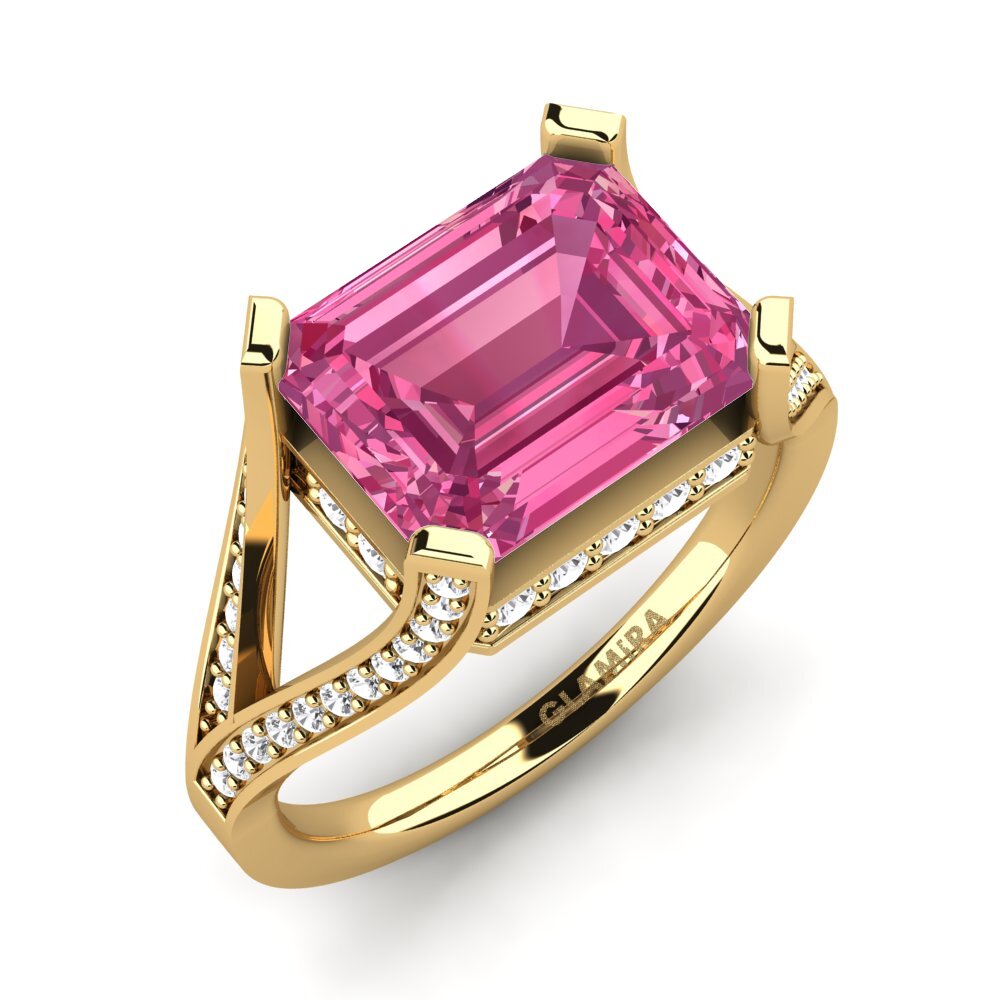 9ct Yellow Gold Pink Tourmaline Engagement Ring Beckett