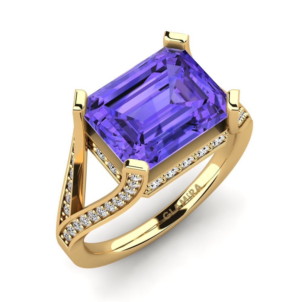 14k Oro Amarillo Tanzanita Anillo de compromiso Beckett