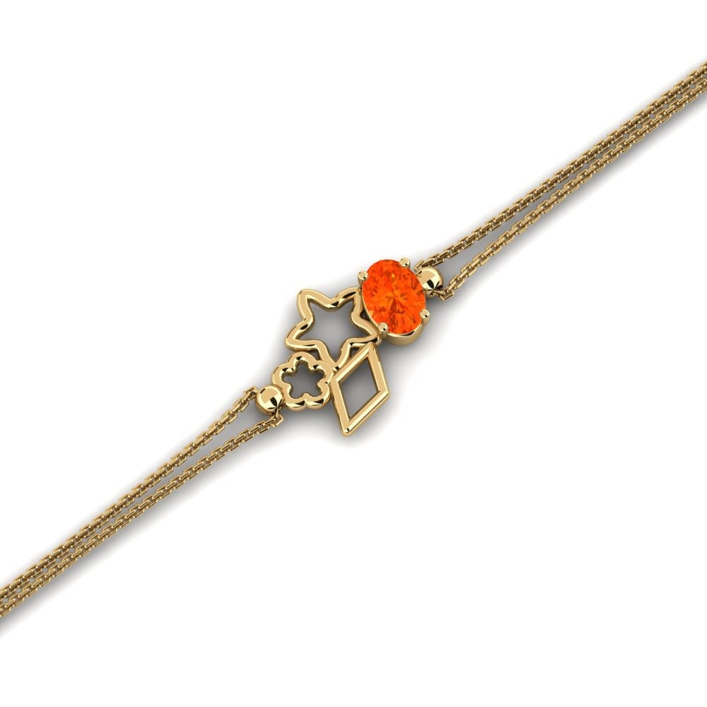 14k Oro Amarillo Ópalo Fuego Pulsera de Mujer Befool