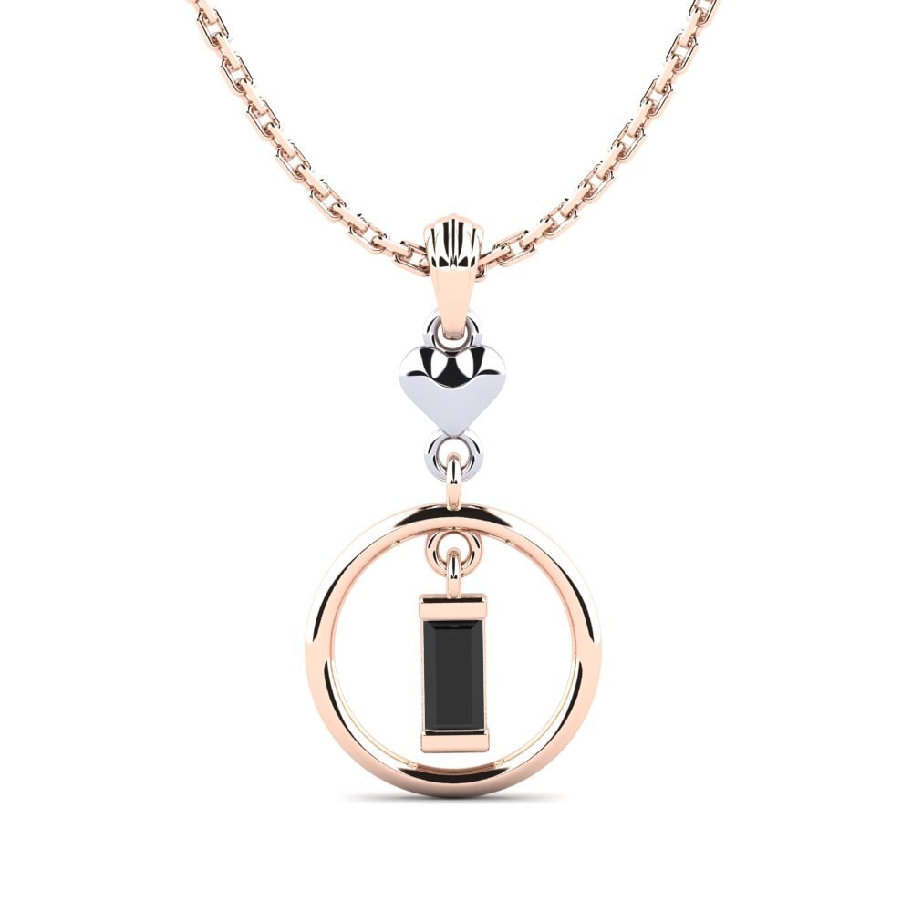 14k Oro Rosa & Blanco Zafiro negro Colgante de Mujer Begyrs