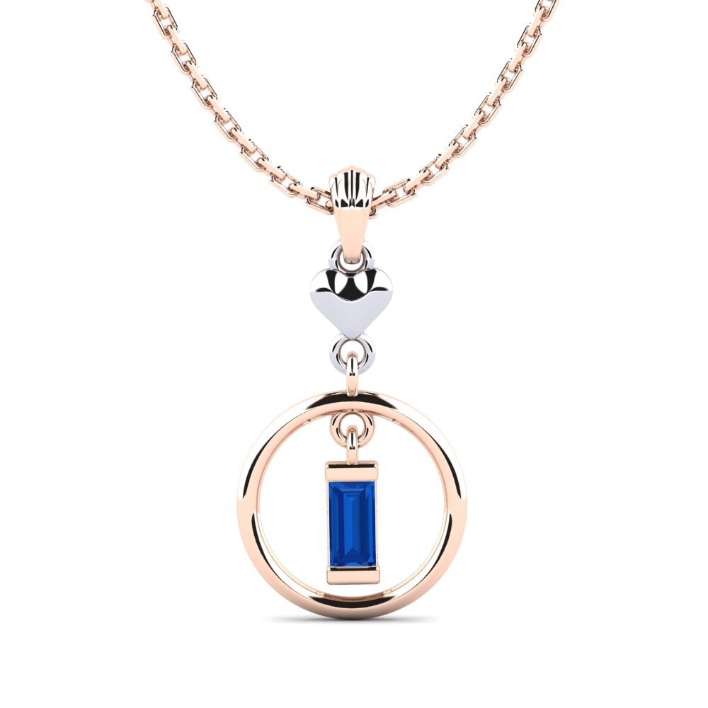 9k Oro Rosa & Blanco Circonita Azul Oscuro Colgante de Mujer Begyrs