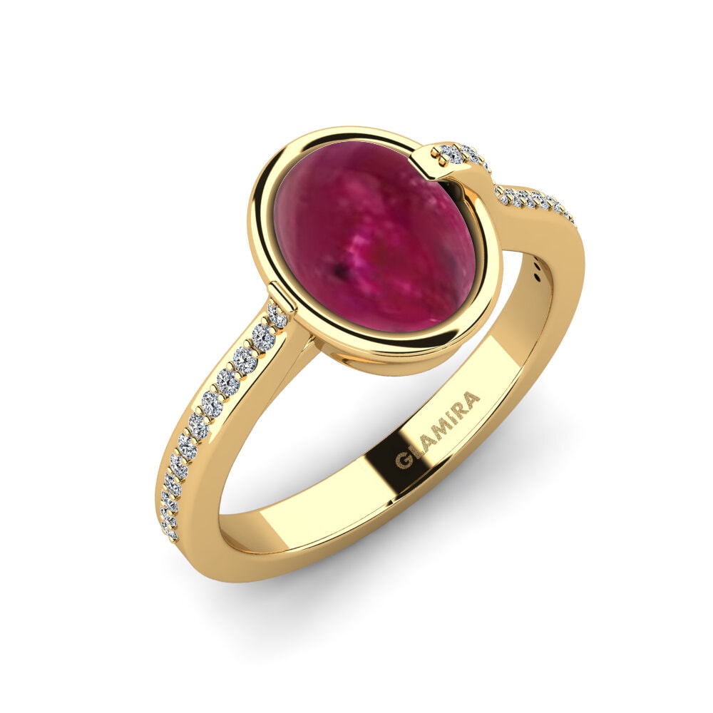 Or Jaune 18k Rubis Cabochon Bague Belial
