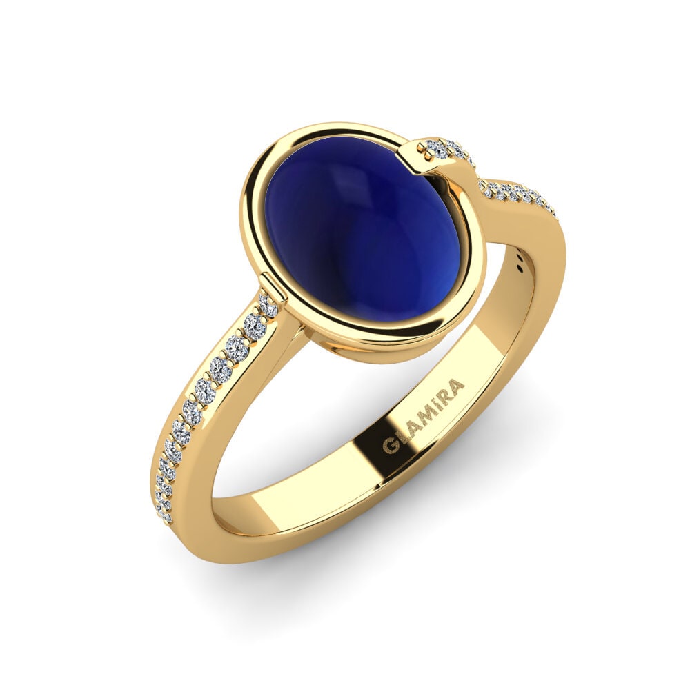 Or Jaune 18k Saphir Cabochon Bague Belial