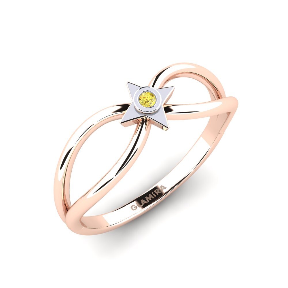 14k Oro Rosa & Blanco Zafiro amarillo Anillo Belis