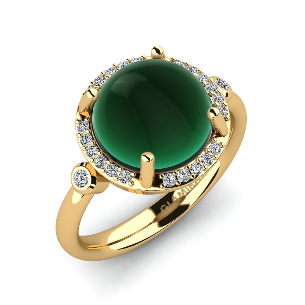 Or Jaune 18k Émeraude Cabochon Bague Belita