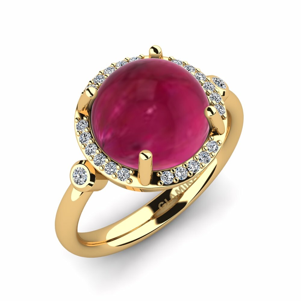 Or Jaune 18k Rubis Cabochon Bague Belita