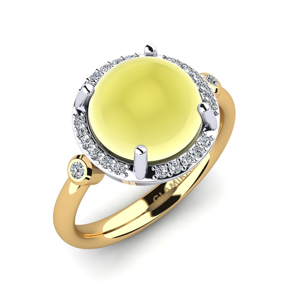Or Blanc & Jaune 14k Topaze Citron Cabochon Bague Belita