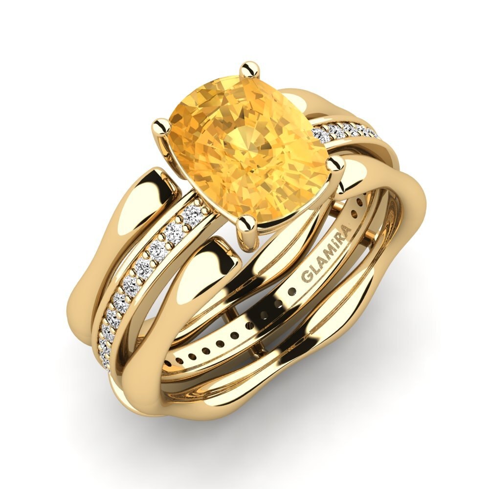 18k Oro Amarillo Citrino Anillo Bellisa SET