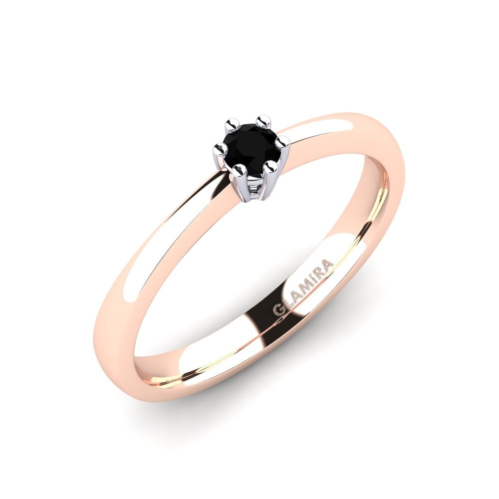 585 Rot & Weißgold Schwarzer Onyx Damenring Belva 0.1 crt