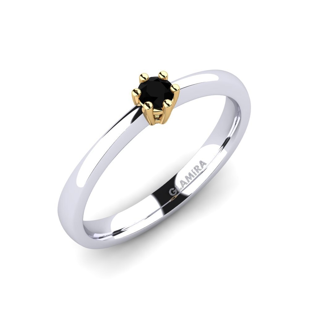 375 Weiß & Gelbgold Schwarzer Onyx Damenring Belva 0.1 crt