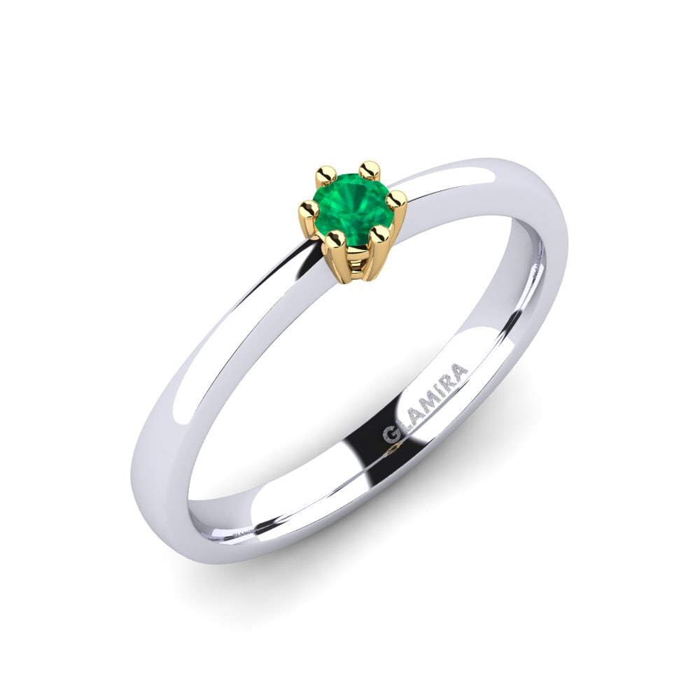 9k Oro Blanco / Amarillo Esmeralda Anillo de Mujer Belva 0.1 crt