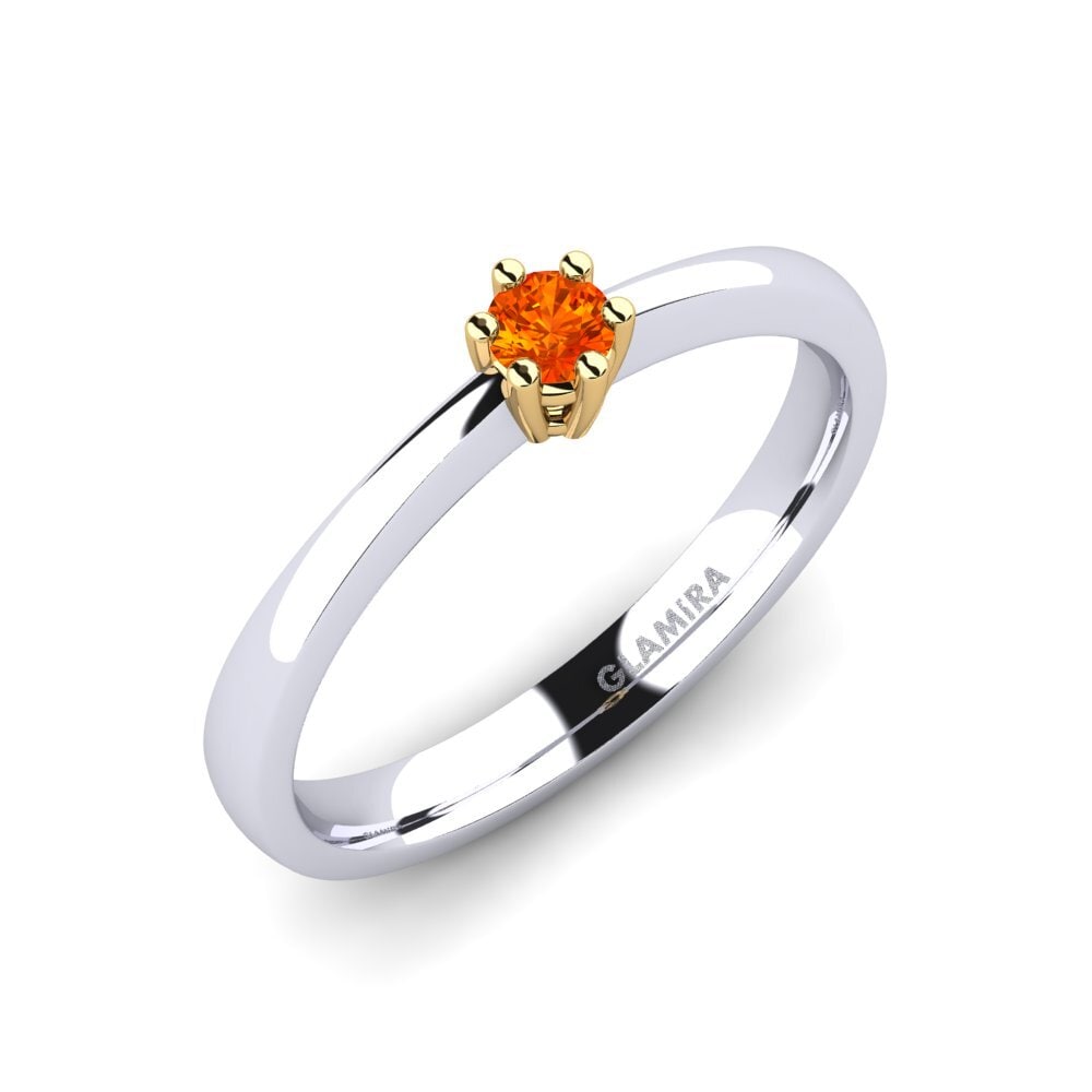 9K Wit & Geel Goud Oranje Saffier Dames Ring Belva 0.1 crt