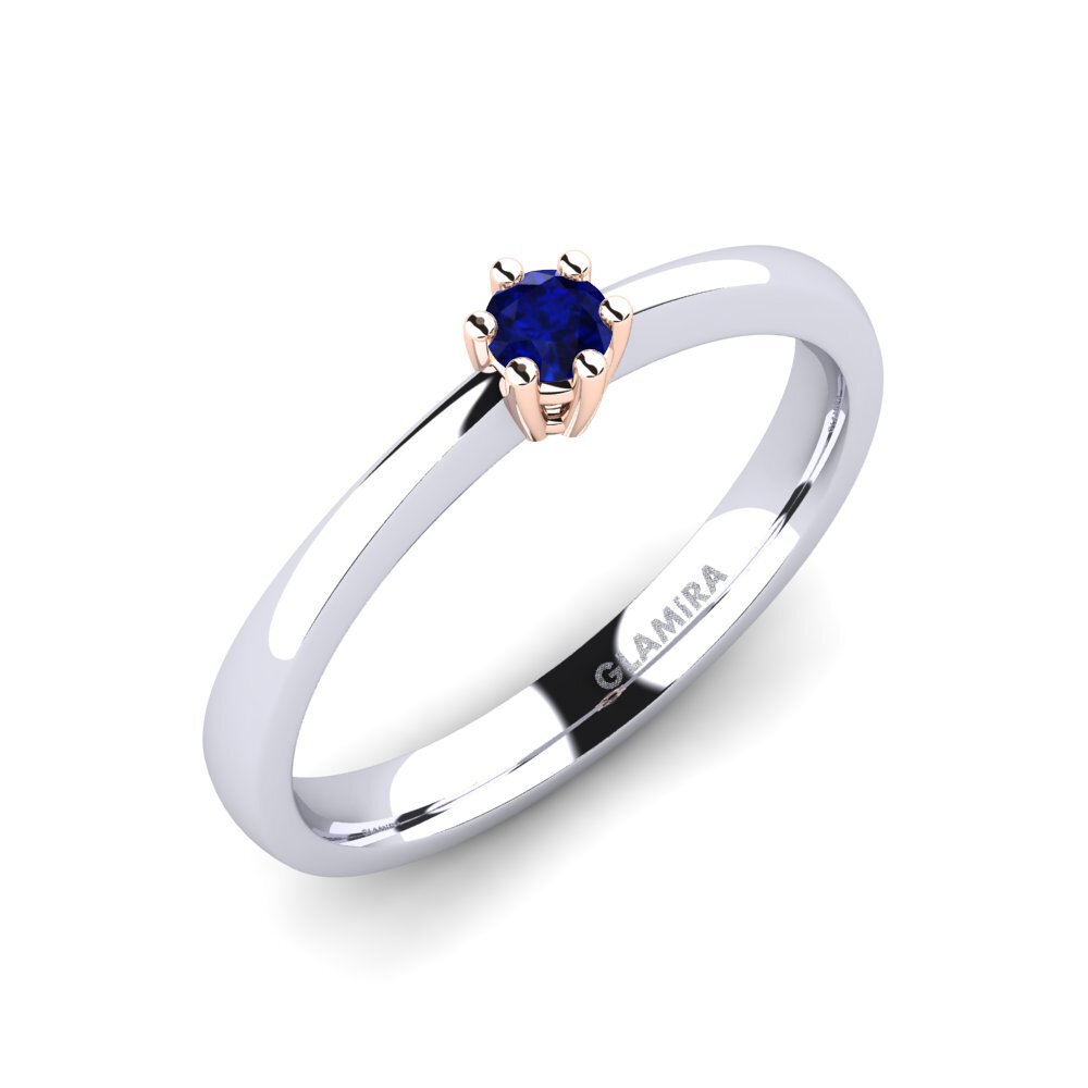 Oro Bianco & Rosso 375 Zaffiro Anello da donna Belva 0.1 crt